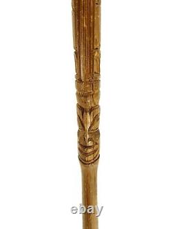 Northwest Coast Native American Indian Totem Hand Carved Wood Walking Stick