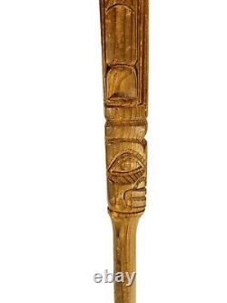 Northwest Coast Native American Indian Totem Hand Carved Wood Walking Stick