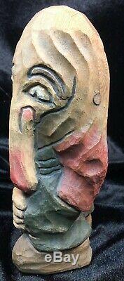 Norwegian Ugly Troll Hand Carved Wooden Walking Stick 6.5 tall