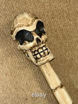 Novelty Hand-Carved Skull Walking Stick 158cm Signed Punk Band Screaming Dead Novelty Hand-Carved Skull Walking Stick 158cm Signed Punk Band Screaming Dead