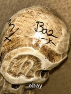 Novelty Hand-Carved Skull Walking Stick 158cm Signed Punk Band Screaming Dead