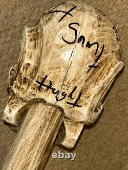 Novelty Hand-Carved Skull Walking Stick 158cm Signed Punk Band Screaming Dead