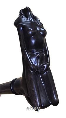 Nymph Hand Carved Wooden Walking Stick Cane Naked Woman Handle