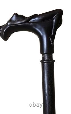Nymph Hand Carved Wooden Walking Stick Cane Naked Woman Handle