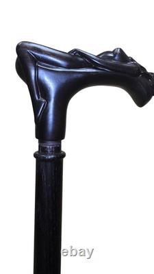 Nymph Hand Carved Wooden Walking Stick Cane Naked Woman Handle