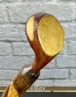 ONE OF A KIND HAND CARVED GOLF CLUB CANE/WALKING-STICKSigned by artist 42