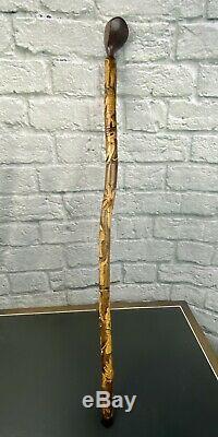 ONE OF A KIND HAND CARVED GOLF CLUB CANE/WALKING-STICKSigned by artist 42