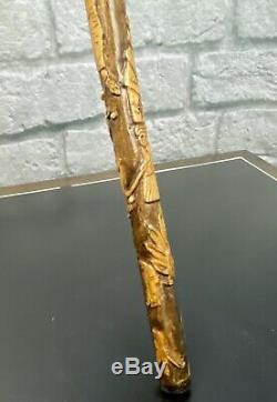 ONE OF A KIND HAND CARVED GOLF CLUB CANE/WALKING-STICKSigned by artist 42