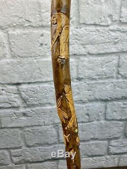 ONE OF A KIND HAND CARVED GOLF CLUB CANE/WALKING-STICKSigned by artist 42