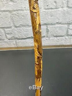 ONE OF A KIND HAND CARVED GOLF CLUB CANE/WALKING-STICKSigned by artist 42