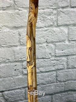 ONE OF A KIND HAND CARVED GOLF CLUB CANE/WALKING-STICKSigned by artist 42