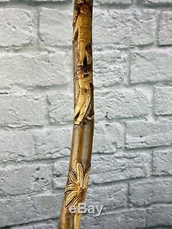 ONE OF A KIND HAND CARVED GOLF CLUB CANE/WALKING-STICKSigned by artist 42