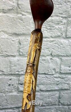 ONE OF A KIND HAND CARVED GOLF CLUB CANE/WALKING-STICKSigned by artist 42