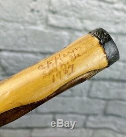 ONE OF A KIND HAND CARVED GOLF CLUB CANE/WALKING-STICKSigned by artist 42