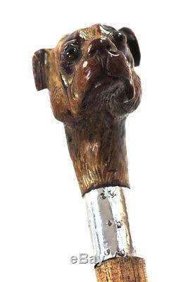 Old Carved Dog Head Walk Stick