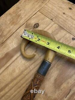 Old Hand Carved Wooden Cane/walking Stick Staffbeautiful