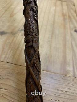 Old Hand Carved Wooden Cane/walking Stick Staffbeautiful