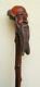 Old Indochinese  carved wood walking stick cane