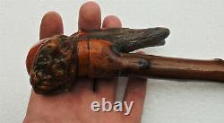 Old Indochinese  carved wood walking stick cane