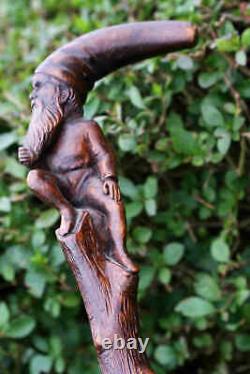 One Length Figural Carved Briar Walking Stick