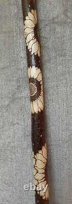 Ooak Hazel walking with pyrography Sunflowers