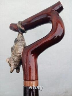 Opossum on a branch Beautiful carved walking stick custom. Handmade walking cane