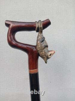 Opossum on a branch Beautiful carved walking stick custom. Handmade walking cane