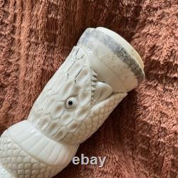 Oriental Carved Bovine Dragon serpant Topper Walking Stick Hardwood Compass 90cm