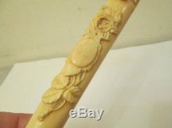 Original Antique Japanese Hand Carving Handle Walking Stick Umbrella Bone Qualit