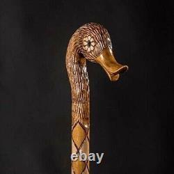 Original Duck Style Walking Stick, Genuine Wooden Cane, Handmade & Carved