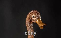 Original Duck Style Walking Stick, Genuine Wooden Cane, Handmade & Carved