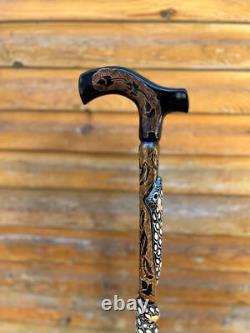 Orthopaedic Handle Carved Walking Stick, Carved Walking Stick, Personalized Cane