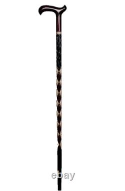 Orthopedic Handmade Special Wooden Walking Stick, High Quality Brown Carved Cane