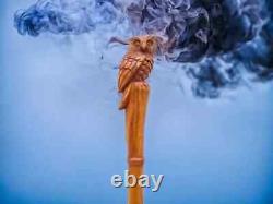 Owl Carved Handle Decorative Cane Handmade Wooden Owl Walking Sticks