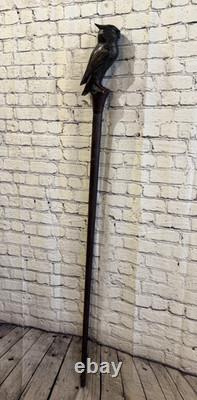 Owl Carving 140cm Tribal African Walking Stick Staff Cane Hand Carved Dark Wood