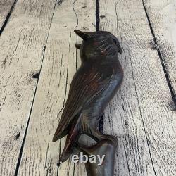 Owl Carving 140cm Tribal African Walking Stick Staff Cane Hand Carved Dark Wood