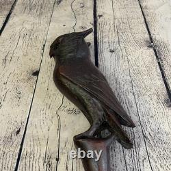 Owl Carving 140cm Tribal African Walking Stick Staff Cane Hand Carved Dark Wood