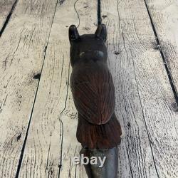 Owl Carving 140cm Tribal African Walking Stick Staff Cane Hand Carved Dark Wood