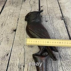 Owl Carving 140cm Tribal African Walking Stick Staff Cane Hand Carved Dark Wood