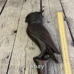 Owl Carving 140cm Tribal African Walking Stick Staff Cane Hand Carved Dark Wood