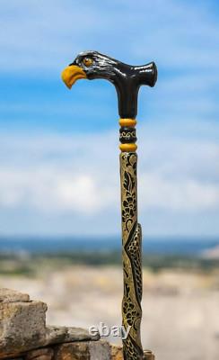 PERSONALIZED Hand Carved Eagle Head Wooden Walking Stick Cane, Stick, Rod, Staff