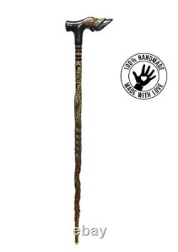 PERSONALIZED Hand Carved GOAT FOOT Wooden Walking Stick Cane, Stick, Rod