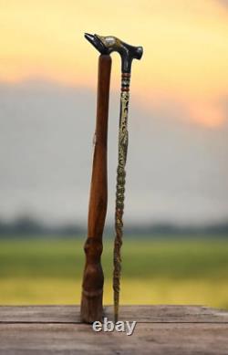PERSONALIZED Hand Carved GOAT FOOT Wooden Walking Stick Cane, Stick, Rod