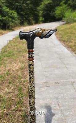PERSONALIZED Hand Carved GOAT FOOT Wooden Walking Stick Cane, Stick, Rod