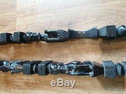 Pair Of Vintage Hand Carved Ebony Wood Elders African Walking Sticks