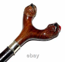 Paul Colbert hand carved walking shooting stick Red or Willow Grouse cock and
