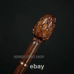 Photo 3 of 3 Hand Carved Wooden Walking Stick Model Head Handle Cane