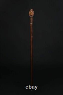 Picture 3 of 3 HAND CARVED WOODEN WALKING STICK DESIGN HEAD HANDLE WALKING CANE