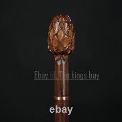 Pine Cone Head Hand Carved Walking Cane Designer Walking Stick Xmas Best Gift