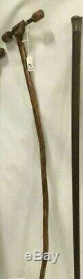 Primitive Antique Carved Figural Hand Cane Walking Stick One Piece Folk Art AAFA